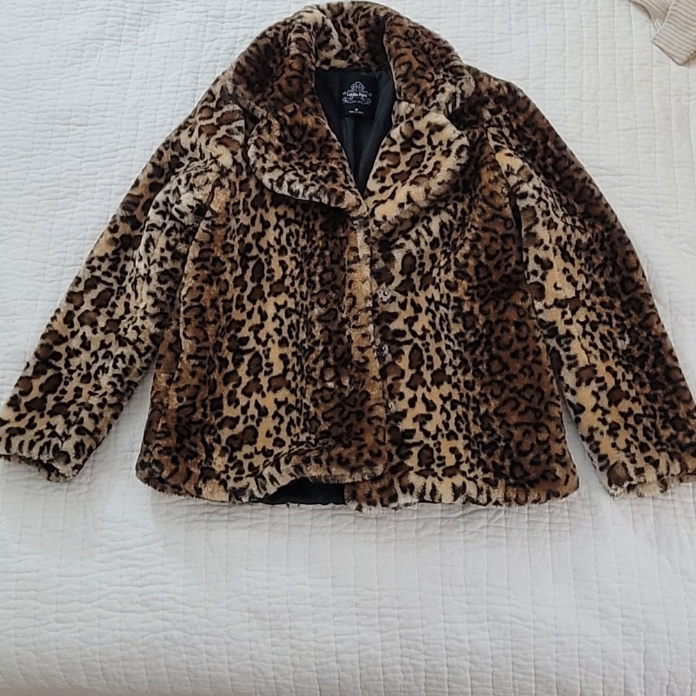 Leopard Print Faux Fur Coat